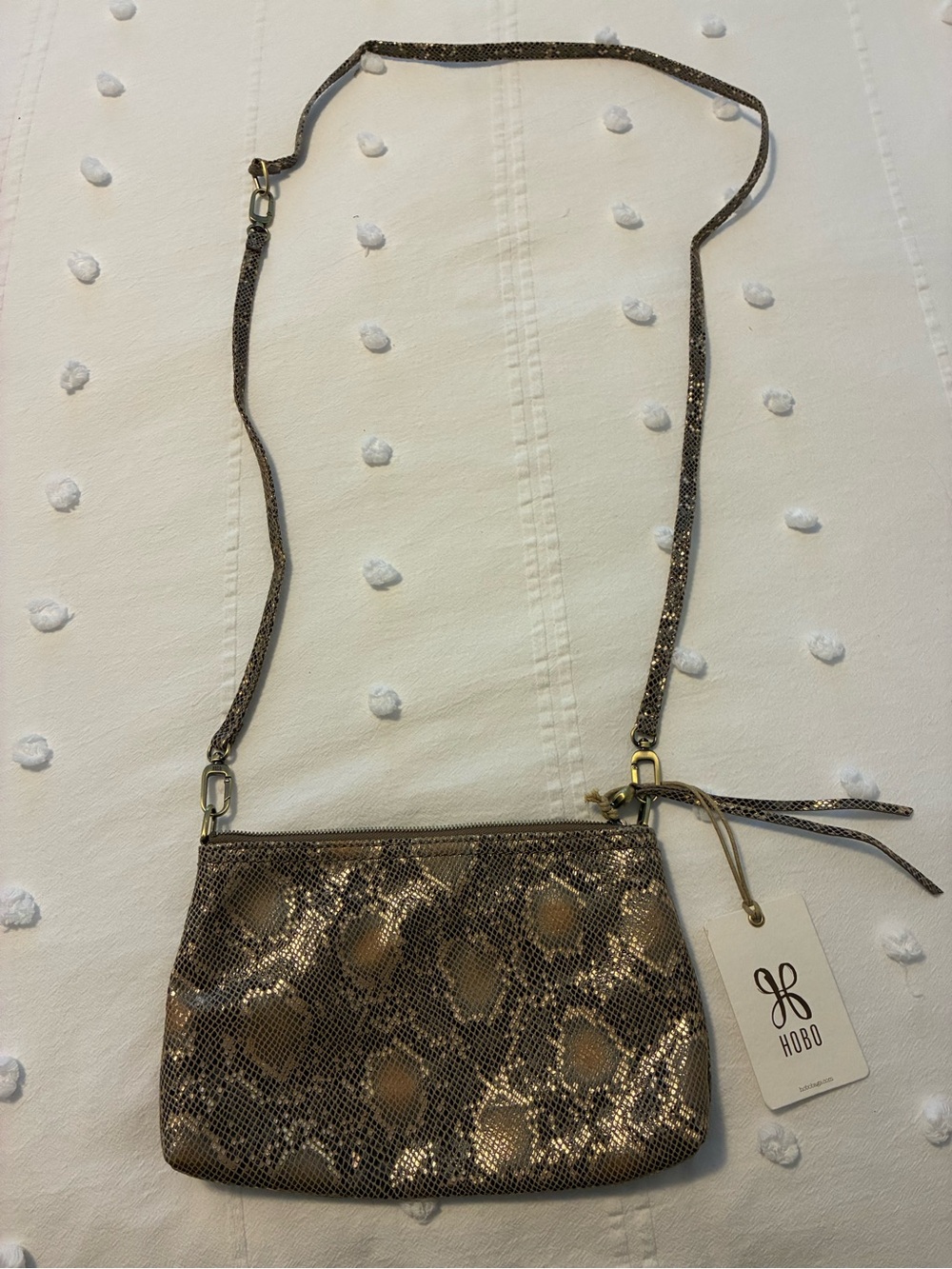 Hobo Darcy  Metallic Snake-Print Crossbody Bag in Brown - NWT